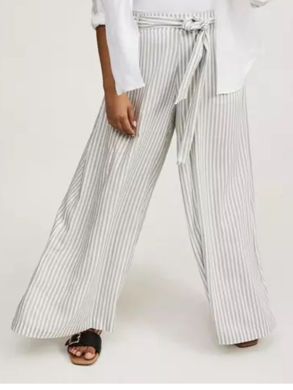 Torrid Pull-On Super Wide Leg Pant Rocker Stripe Heather Gray Size 1